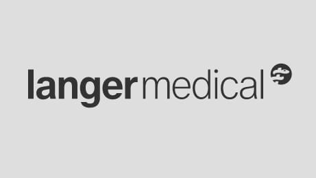 Logo of Langer Medical in black on grey background