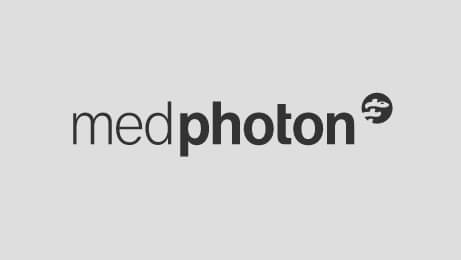 Logo of Medphoton in black on grey background