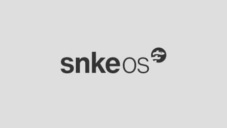 Logo of Snke OS in black on grey background