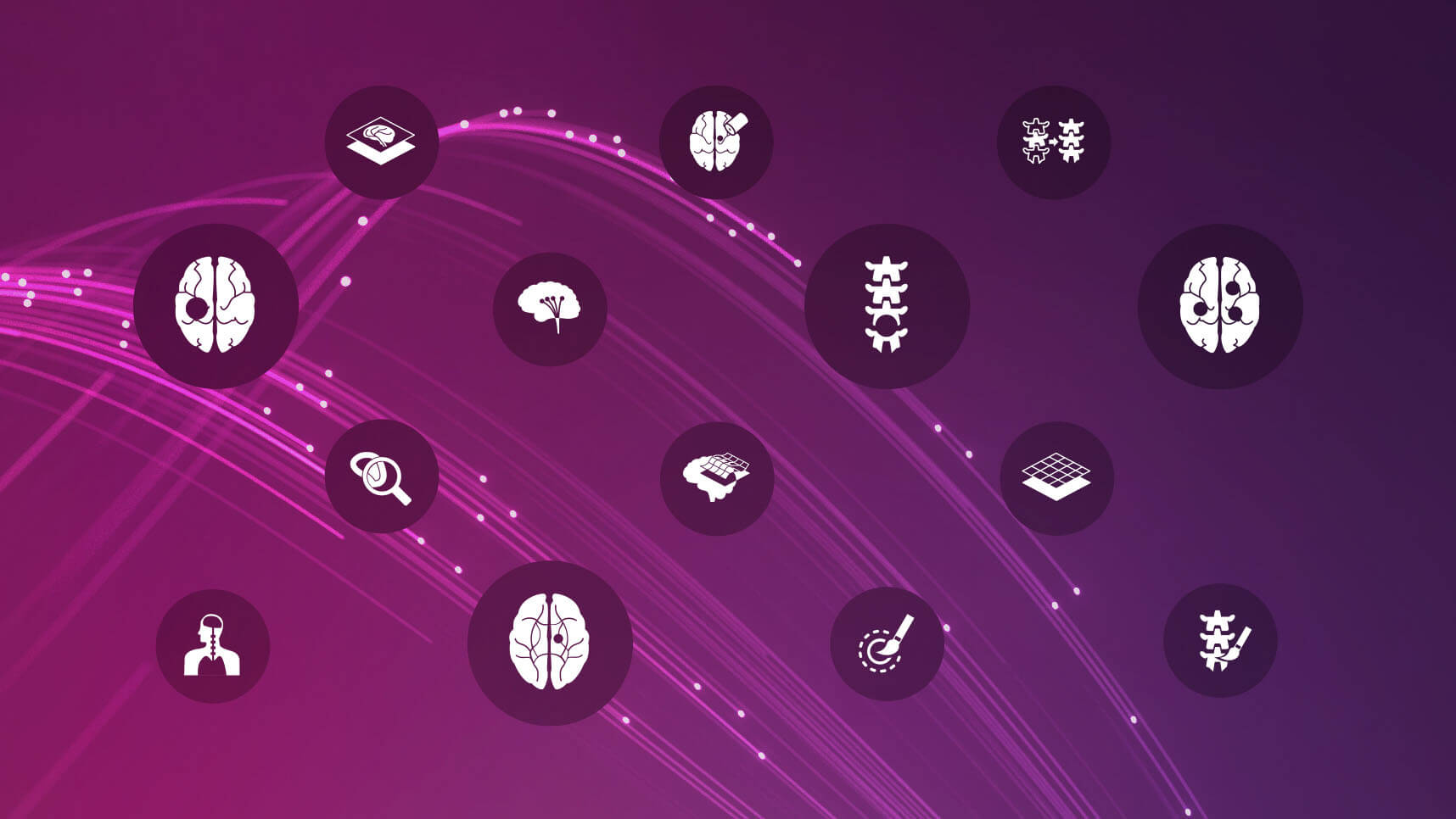 Teaser Image: Lilac Background with White Icons - Brainlab Neurosurgery Products